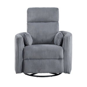English Elm Gray Corduroy Swivel Glider Recliner Chair - Plush Upholstery, 360° Swivel, Smooth Recline, 34"x36" B011P383304