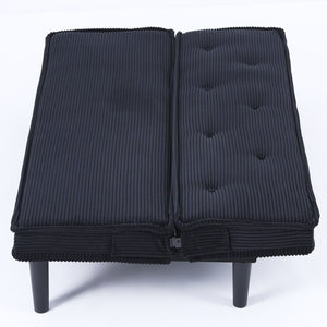 English Elm This 66-inch corduroy sofa bed with button-back design, sturdy wood frame, comfy sponge cushions, 500lb capacity Black W3371P311444