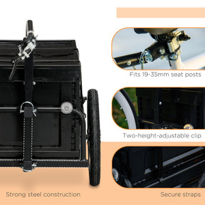 English Elm Aosom Folding Bike Cargo Trailer with Removable Box Quick Release Pneumatic Wheels W2225P200591