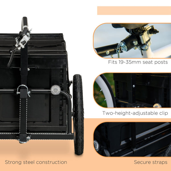 English Elm Aosom Folding Bike Cargo Trailer with Removable Box Quick Release Pneumatic Wheels W2225P200591