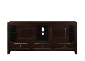 English Elm 1pc Dark Cherry TV Stand with 3 Drawers and Open Shelves, 87" Wide Media Console for Living Room B2741P294719