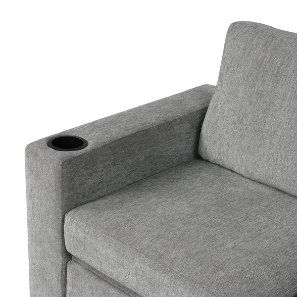 English Elm 101.2" Modular Chenille Sectional Sofa with Tufted Cushions and Deep Seating for Living Room Gray N719S001934E