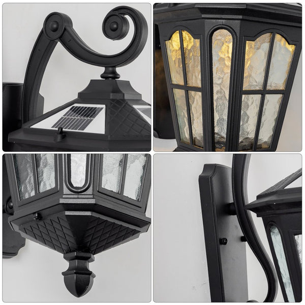English Elm Black Solar Outdoor Wall Sconce Ip65 Aluminum Geometric Gate Garden Patio Light W5008P392750