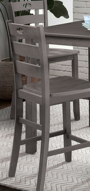 English Elm Gray 5pc Counter Height Dining Set - Square 36" Table & 4 Slat-Back Chairs, Transitional Style Durable Finish B2741P381493