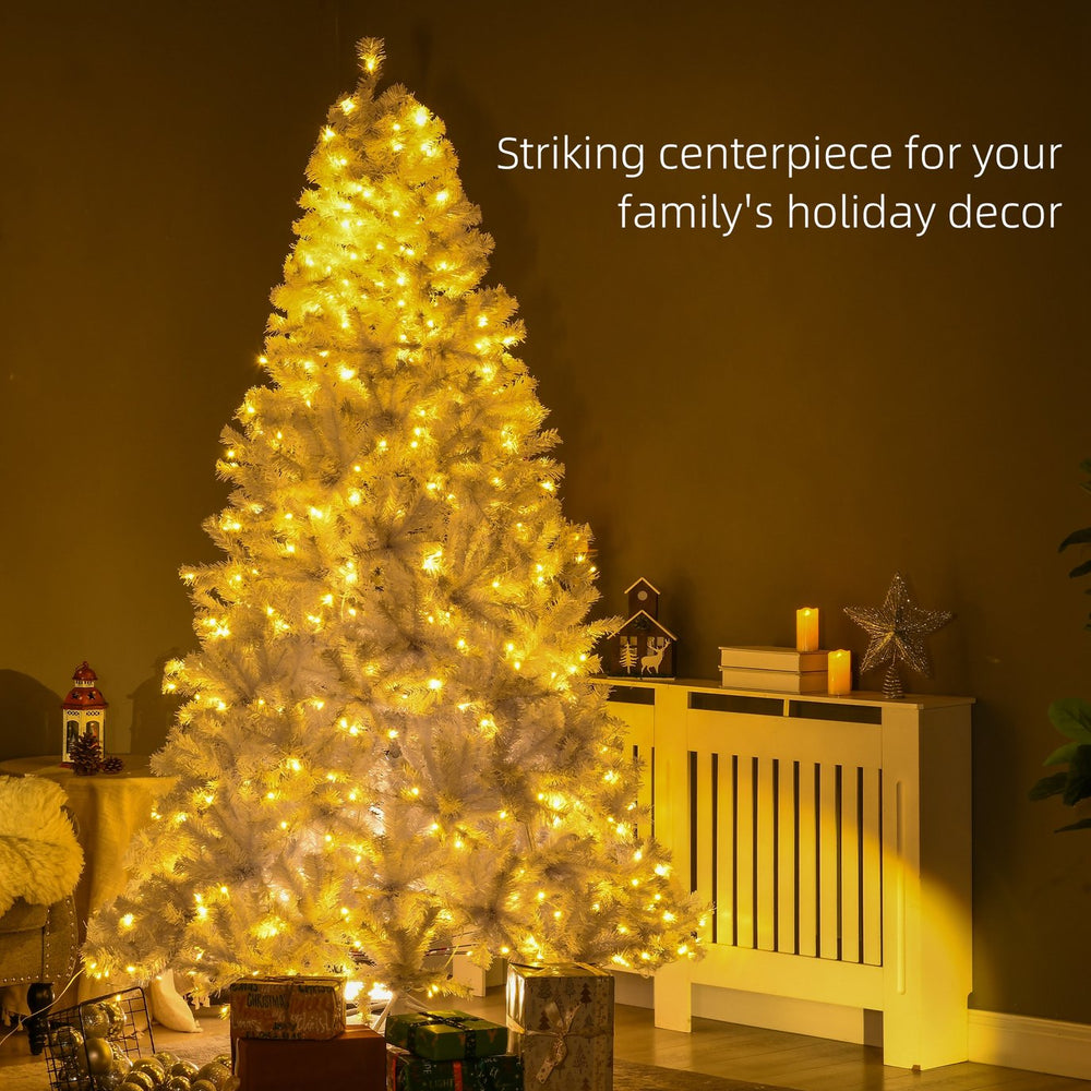 English Elm Homcom 7.5Ft Prelit White Christmas Tree With 500 Led Lights, 1518 Branches, Easy Setup & Storage W2225P217082