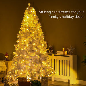 English Elm Homcom 7.5Ft Prelit White Christmas Tree With 500 Led Lights, 1518 Branches, Easy Setup & Storage W2225P217082