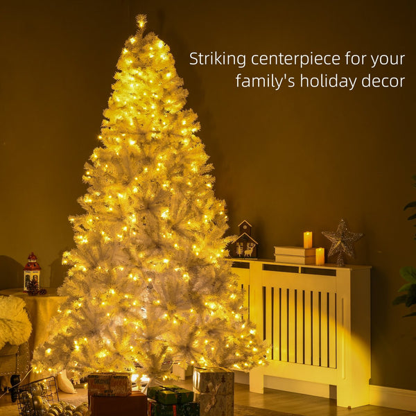 English Elm Homcom 7.5Ft Prelit White Christmas Tree With 500 Led Lights, 1518 Branches, Easy Setup & Storage W2225P217082