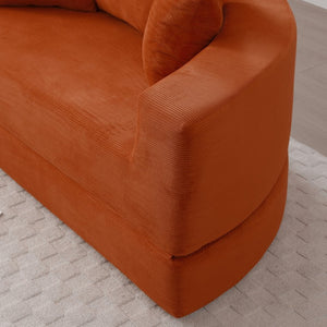 English Elm Convertible Corduroy Floor Futon Sofa Foldable Foam Lounge Bed for Any Room Orange W2677P487206