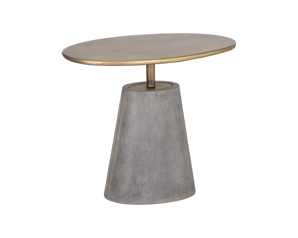 Sunpan Kadin Side Table – Bold Concrete Base with Elegant Brass Top for Stylish Indoor & Outdoor Spaces Grey