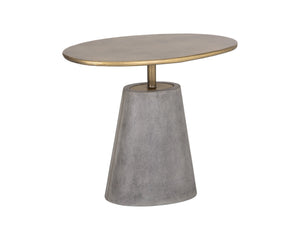 Sunpan Kadin Side Table – Bold Concrete Base with Elegant Brass Top for Stylish Indoor & Outdoor Spaces Grey