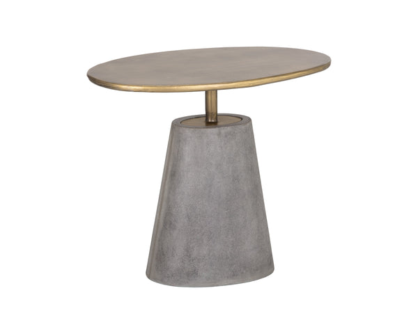 Sunpan Kadin Side Table – Bold Concrete Base with Elegant Brass Top for Stylish Indoor & Outdoor Spaces Grey