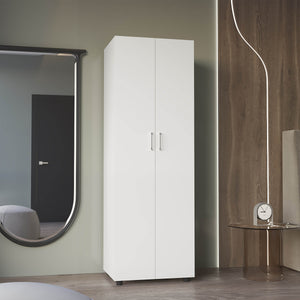 English Elm Armoire, Spacious Engineered Wood Wardrobe with Two Drawers, Hanging Rod and Hidden Storage Appeal White 77.95 L x 18.5 W x 3.15 H B097S00190