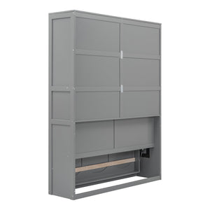 English Elm Queen Murphy Wall Bed with Integrated Shelving Foldable Mdf Cabinet for Guest Rooms Gray LP000693AAE-4