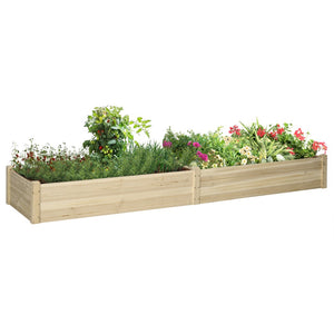 English Elm Outsunny 8X2Ft Elevated Wooden Garden Bed Kit With Dual Boxes For Healthy Vegetables And Herbs W2225P217251-GIGA