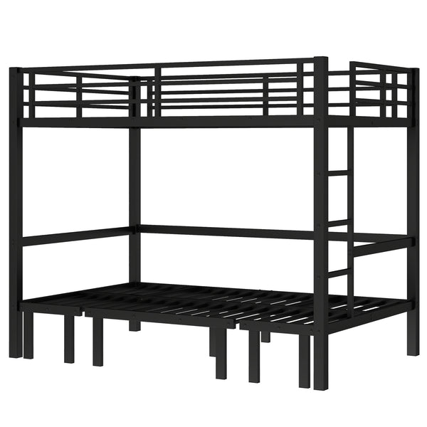 English Elm Full Metal Bunk Bed With Convertible Lower Sofa, Safety Rails & Space-Saving Design In Black Finish W1580S00207