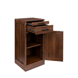English Elm brown walnut modular wine bar cabinet with hutch, buffet storage, drawer & shelf for dining room W331P213375