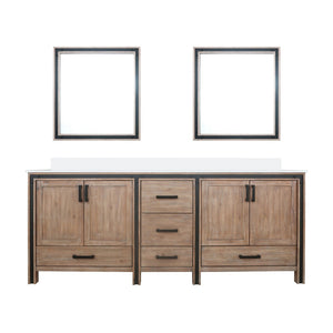 English Elm Rustic Barnwood Double Bath Vanity 84" W With Cultured Marble Top & 2 Mirrors For Stylish Storage B2731S00944-GIGA