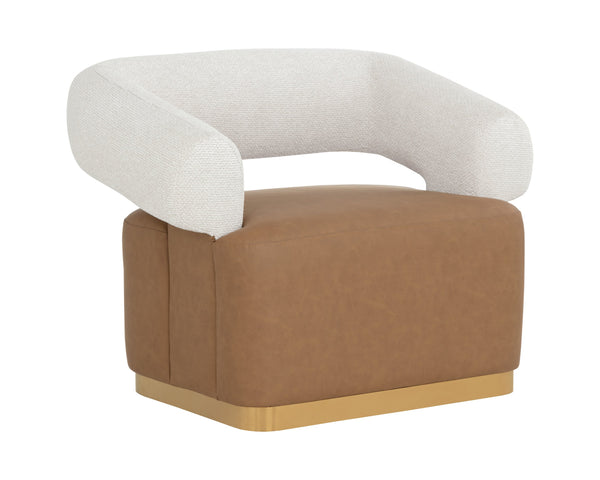 Sunpan Aggie Swivel Lounge Chair - Mid-century Accent With Copenhagen Olive Fabric & Gold Base Elegance Brown Fabric ,Faux Leather 111483