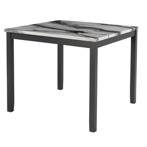 English Elm LEONCIA Espresso & White Bar Table with 4 Velvet-Like Bar Stools, Solid Wood/MDF, 26" Seat Height B201P290787