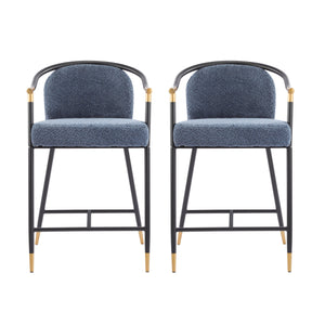 English Elm Christopher Knight Home® - 26" Upholstered Counter Stool Set of 2 with Bouclé Fabric and Iron Frame, Contemporary Comfort and Style Gold+Black,Navy Blue N771P288863U