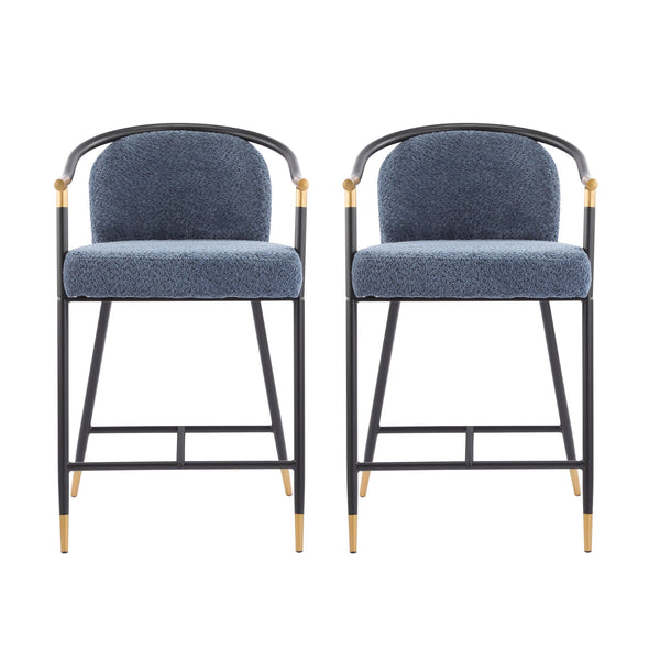English Elm Christopher Knight Home® - 26" Upholstered Counter Stool Set of 2 with Bouclé Fabric and Iron Frame, Contemporary Comfort and Style Gold+Black,Navy Blue N771P288863U