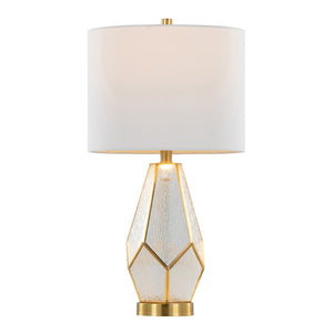 English Elm Glass Glam Table Lamp Set Two Linen Shade Nightstand Bedroom Accent Lighting Gold,White B202P471580