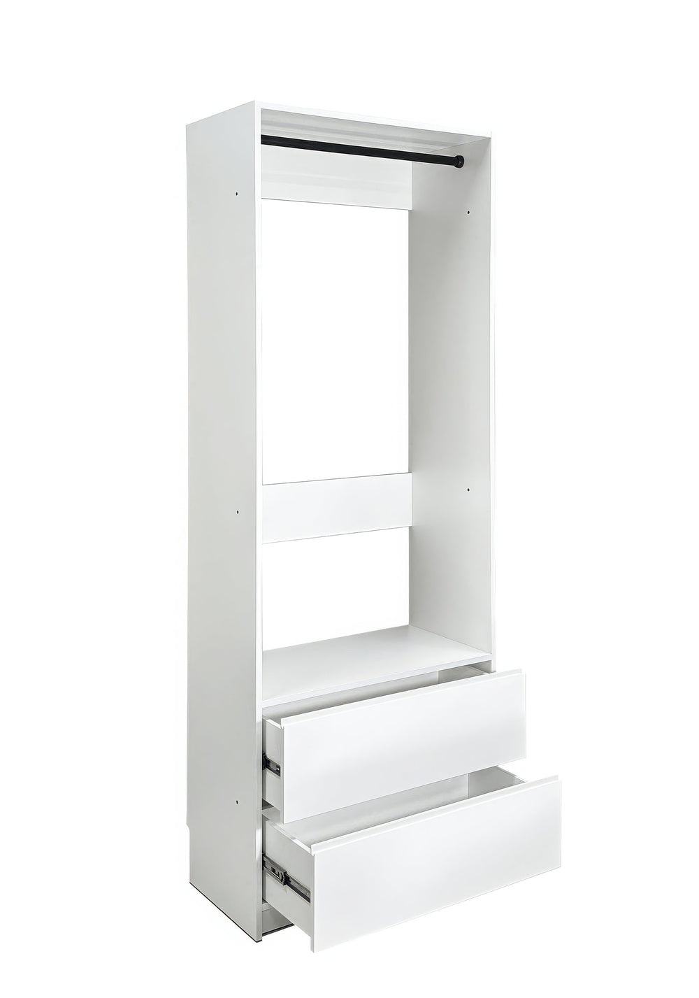 English Elm Prosper 32" White Wood Walk-In Closet System with Two Rods, Freestanding Oak Finish, Durable Melamine B040P407430