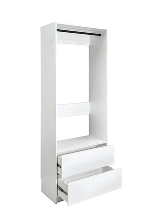 English Elm Prosper 32" White Wood Walk-In Closet System with Two Rods, Freestanding Oak Finish, Durable Melamine B040P407430