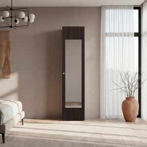 English Elm Kotlik Slim Dark Walnut Wardrobe with Four Shelves for Bedroom or Entryway B097P480461