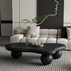 English Elm 47 Inch Cloud Shaped Coffee Table - Modern Black Centerpiece With 3 Legs For Stylish Living Rooms W1435S00015