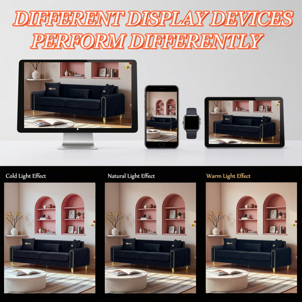 English Elm FX-P11-BK Modern 87.4" 3-Seater Sofa – Plush Upholstery, High-Res Foam, Pocket Springs, Metal Legs W576P360580