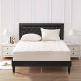 English Elm Upholstered Platform Bed Frame With Adjustable Headboard Available In Queen Size