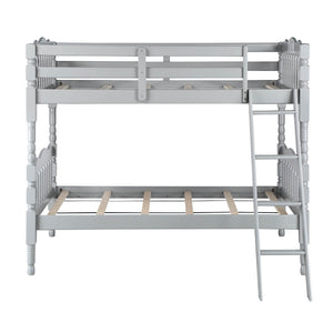 English Elm Grey Twin Over Twin Bunk Bed - Space-Saving Design, Sturdy Pine Construction & Safe Access Features B062S00492