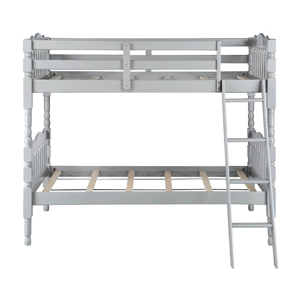 English Elm Grey Twin Over Twin Bunk Bed - Space-Saving Design, Sturdy Pine Construction & Safe Access Features B062S00492