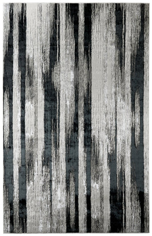 Feizy Rugs Micah Modern Abstract Area Rug - Durable Machine-made Soft Polyester For High Traffic Spaces Black,Silver,Gray Polyester,Polypropylene 6943338fblkslvf00