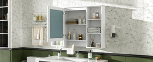 English Elm 3-in-1 Wall Mounted Bathroom Medicine Cabinet with Soft Close Mirror and Towel Bar White N710P358613K