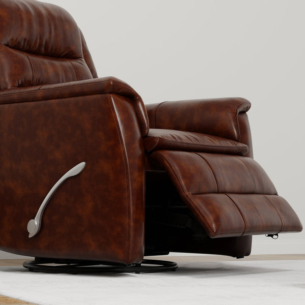 English Elm Global Home Swivel Glider Recliner In Brazil Cognac Leather - Luxurious Comfort & Style For Your Space B339P333956