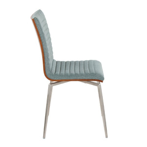 English Elm Contemporary Tufted Swivel Dining Chairs Walnut Wood and Steel Set of 2 B202P223608