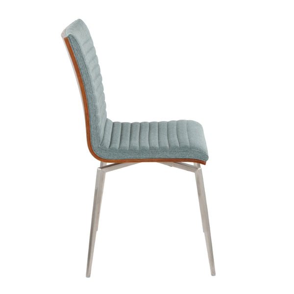 English Elm Contemporary Tufted Swivel Dining Chairs Walnut Wood and Steel Set of 2 B202P223608