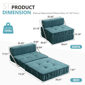 English Elm Green Chenille Floor Sofa Convertible Futon Chair with Modular Sleeping Support Green W3612P376637