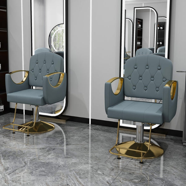 English Elm Hydraulic Salon Chair with Foot Pump Swivel Base Pu Leather Seat for Barber Tattoo Spa W2700P410955