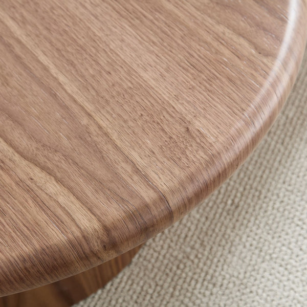 English Elm 2-piece Nesting Round Coffee Table Set Wood Veneer Sculptural Living Room Accent Walnut W2582S00184