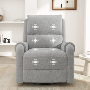 English Elm Manual Recliner Swivel Rocker Massage Chair Chenille Nursery and Living Room Seat Grey N763P347287E