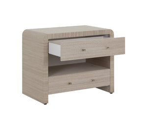 Sunpan ATHERTON Nightstand - Sand Raffia & Solid Wood, Soft-Closing Drawers, Modern Design & Safety Features 112286