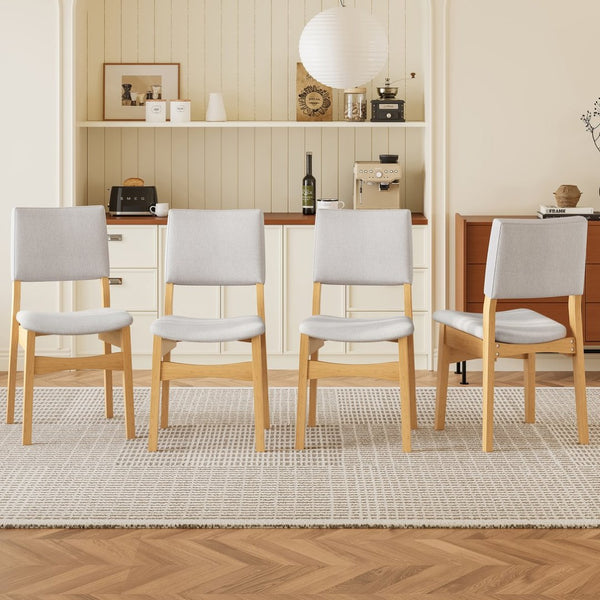 English Elm Upholstered Stackable Dining Chairs Linen Fabric Rubberwood Frame Rustic Set of 2 Natural N752P327193N