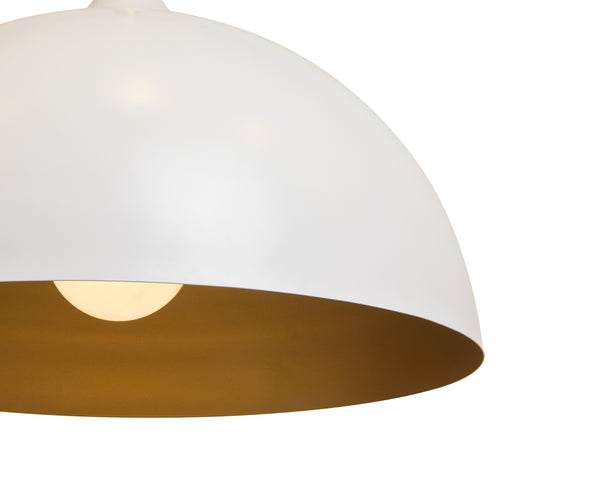 Sunpan Lohn Pendant Light - Chic Dome Design with Elegant Gold Interior for Modern Home Decor Appeal Matte White
