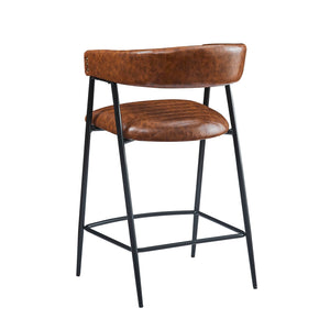 English Elm Christopher Knight Home® - 26'' PU Upholstered Counter Stools Set of 2 with Curved Backrest, Padded Seats & Iron Frame, Brown N780P199985B