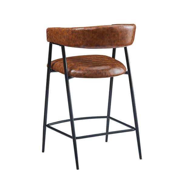 English Elm Christopher Knight Home® - 26'' PU Upholstered Counter Stools Set of 2 with Curved Backrest, Padded Seats & Iron Frame, Brown N780P199985B