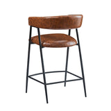 Christopher Knight Home® - Noble House - - 26'' Counter Stools Set Of 2, Pu Upholstered Counter Stools With Iron Frame, Backrest, Footrest, Arm Counter Stools For Home Bar, Kitchen Counter, Brown