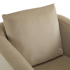 English Elm Christopher Knight Home® - Anurudh Barrel Club chair with Faux Leather Upholstery, Solid Wood Frame, Cozy Loose Back Cushion Camel,Walnut 34.5 L x 33.5 W x 27.5 H N776P195587E